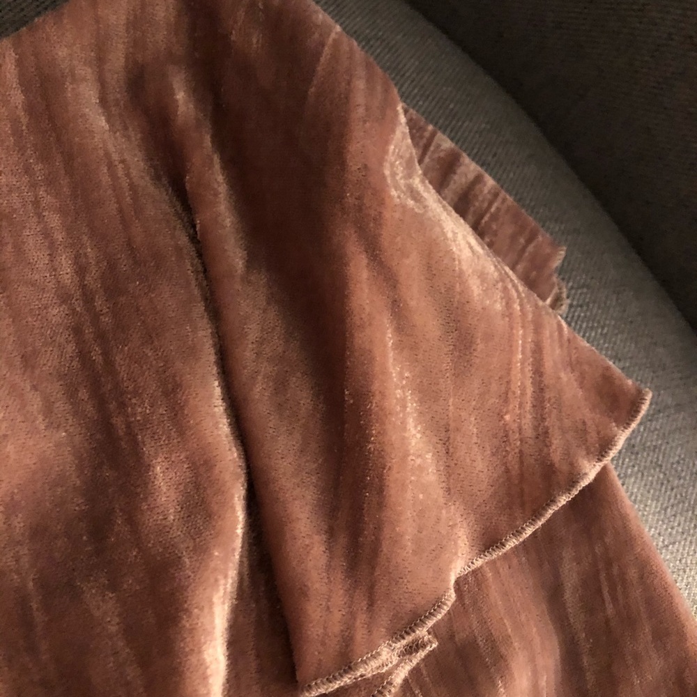 Zara Pink Velvet Ruffle Tank (Cropped) - Picture 3 of 4